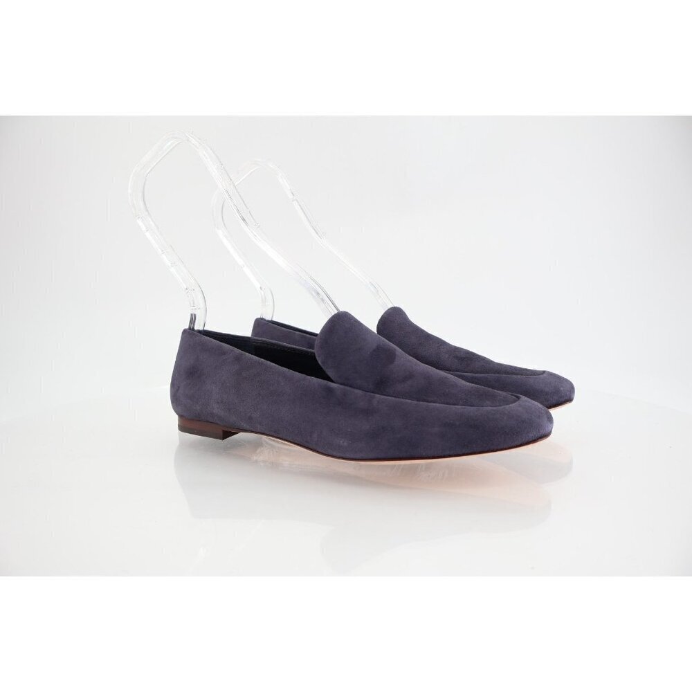 Vince Womens Brette Smoking Flats Loafers Slip On Blue Suede Leather Size 6 M